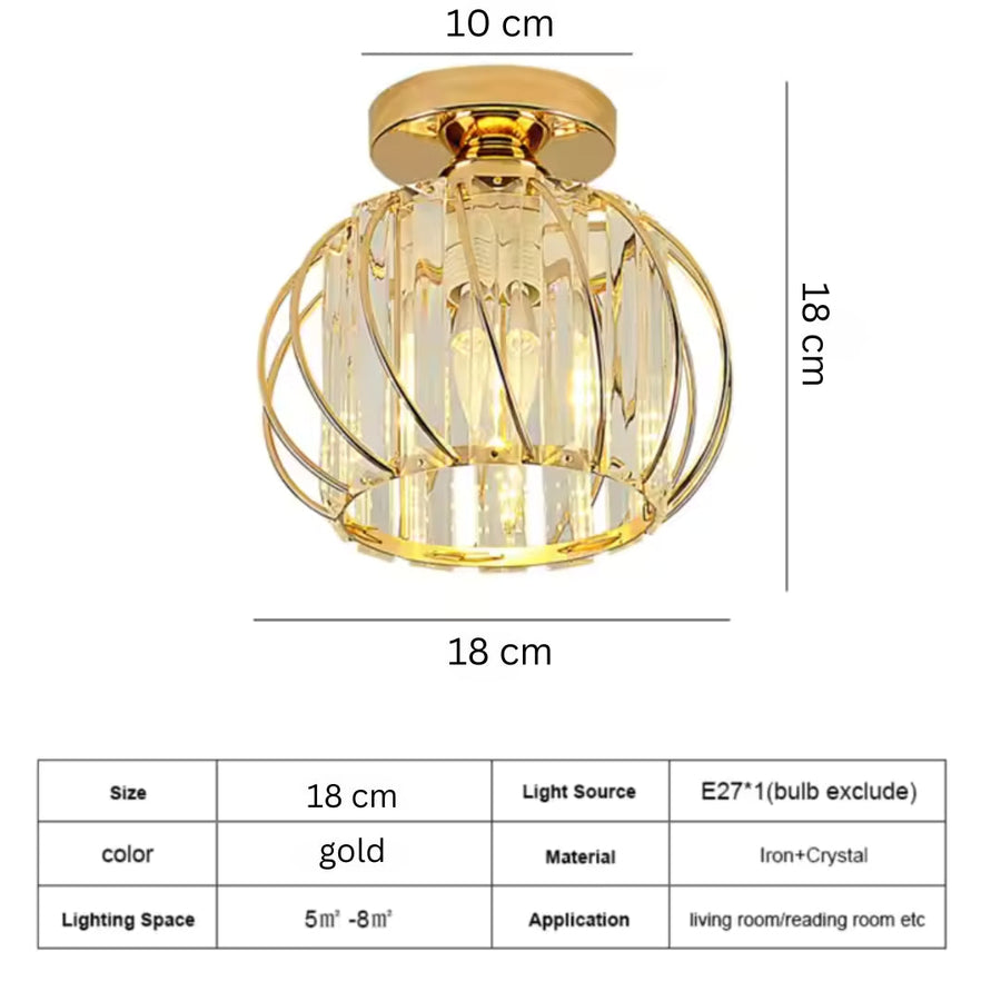Lustra Cora 1XE27, Auriu, Metal si Cristal