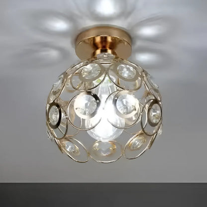 Lustra Vera, 1xE27, D18H15cm,  Auriu, Metal si Cristal