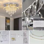 Candelabru LED Alberico Rotund, 17W, Lumina Rece/Calda/Neutra, Cristal, Crom Lucios