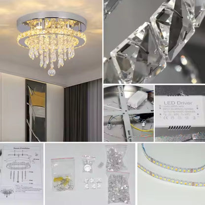 Candelabru LED Alberico Rotund, 17W, Lumina Rece/Calda/Neutra, Cristal, Crom Lucios