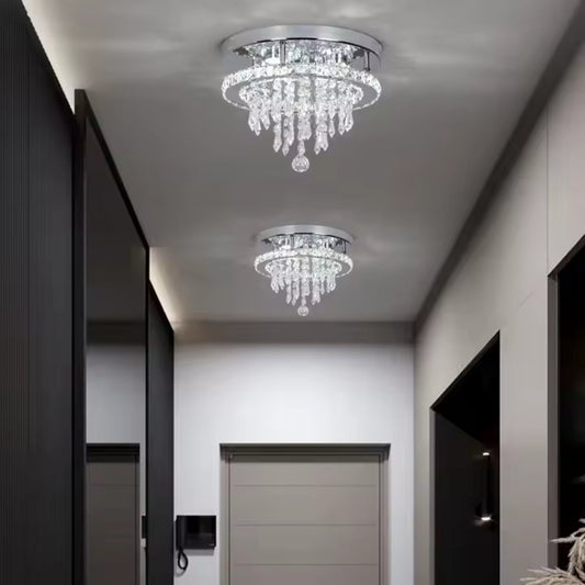 Candelabru LED Alberico Rotund, 17W, Lumina Rece/Calda/Neutra, Cristal, Crom Lucios