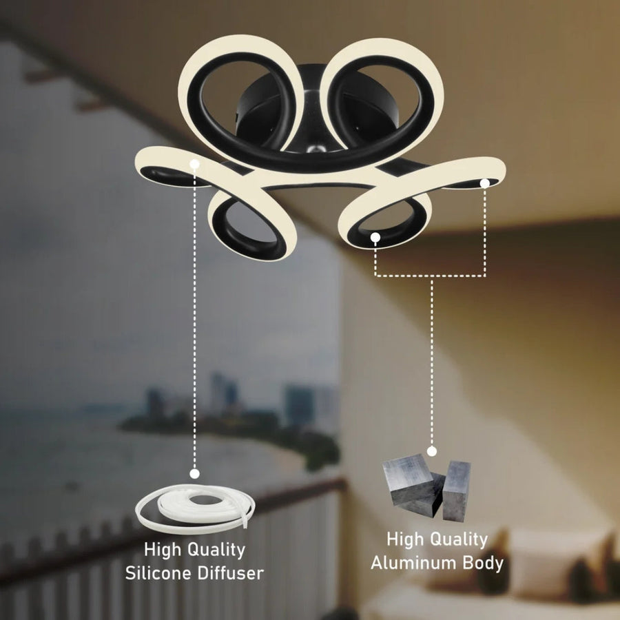 Lustra LED VERTEX HELIX, 65W, lumina Rece/Calda/Neutra, Negru