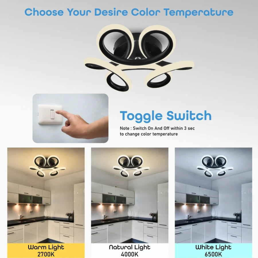 Lustra LED VERTEX HELIX, 65W, lumina Rece/Calda/Neutra, Negru