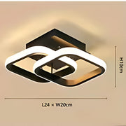 Lustra LED VERTEX Matrix Romburi Suprapuse, Rame Metalice, 24W, 2 Romburi, Lumina Rece/Calda/Neutra 3000K/4000K/6000K, Negru, Metal si Silicon