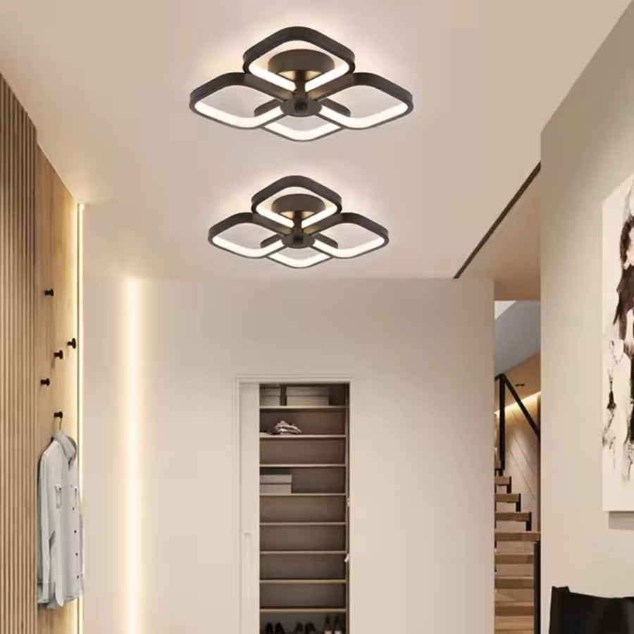 Lustra LED VERTEX Tesser 34W, 4 Patrate, lumina Rece/Calda/Neutra, Negru
