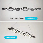 Lustra LED suspendata cu telecomanda WAVE 89W, Liniara, lumina Rece/Calda/Neutra, Dimabila, Negru, Inaltime Reglabila