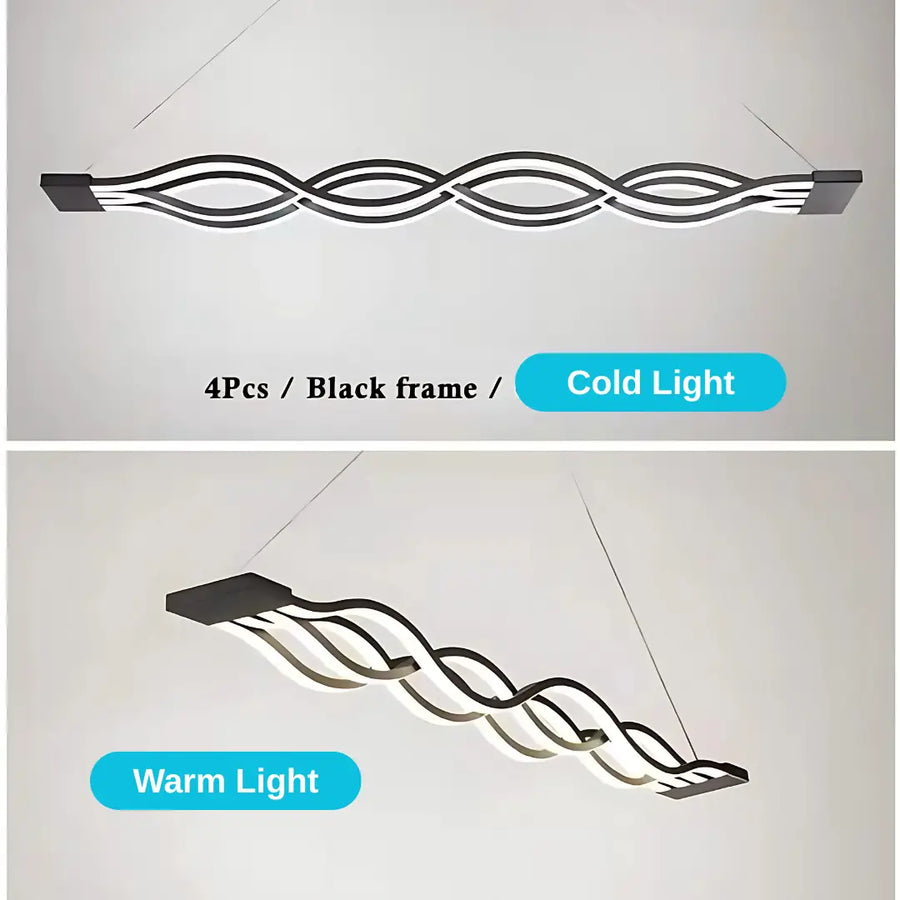 Lustra LED suspendata cu telecomanda WAVE 89W, Liniara, lumina Rece/Calda/Neutra, Dimabila, Negru, Inaltime Reglabila