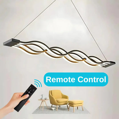 Lustra LED suspendata cu telecomanda WAVE 89W, Liniara, lumina Rece/Calda/Neutra, Dimabila, Negru, Inaltime Reglabila