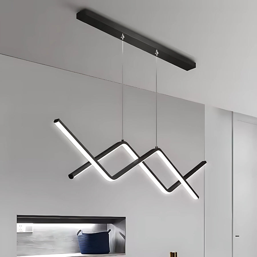 Lustra LED suspendata cu telecomanda ZIGZAG 27W, lumina Rece/Calda/Neutra, Dimabila, Negru, Inaltime Reglabila