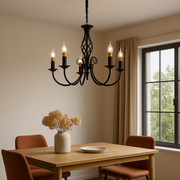 Candelabru Perla, 5xE14, 49x37cm, Negru, Inaltime Reglabila
