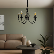 Candelabru Perla, 5xE14, 49x37cm, Negru, Inaltime Reglabila