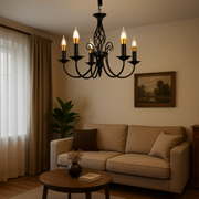 Candelabru Perla, 5xE14, 49x37cm, Negru, Inaltime Reglabila