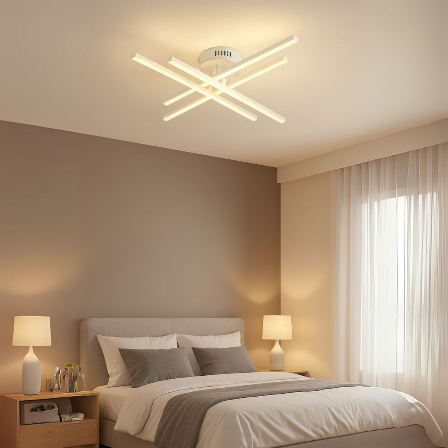 Lustra LED cu Telecomanda GIO, 54W, 4 Elemente, Lumina Rece/Clada/Neutra, Dimabila, Alb