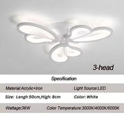 Lustra LED cu telecomanda BLOSSOM 40W, 3 Petale, lumina Rece/Calda/Neutra, Dimabila, Alb