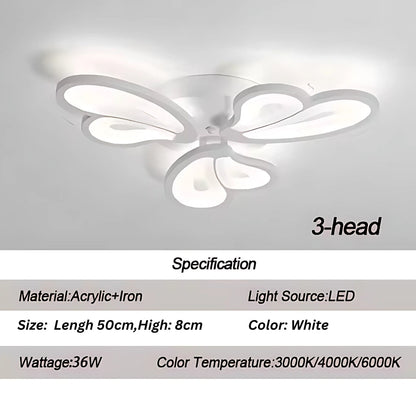 Lustra LED cu telecomanda BLOSSOM 40W, 3 Petale, lumina Rece/Calda/Neutra, Dimabila, Alb