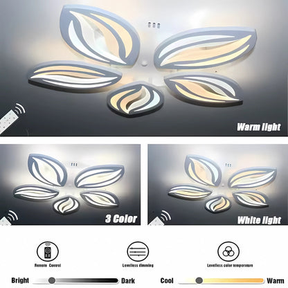 Lustra LED cu telecomanda ORCHID 66W, 5 Petale, lumina Rece/Calda/Neutra, Dimabila, Alb