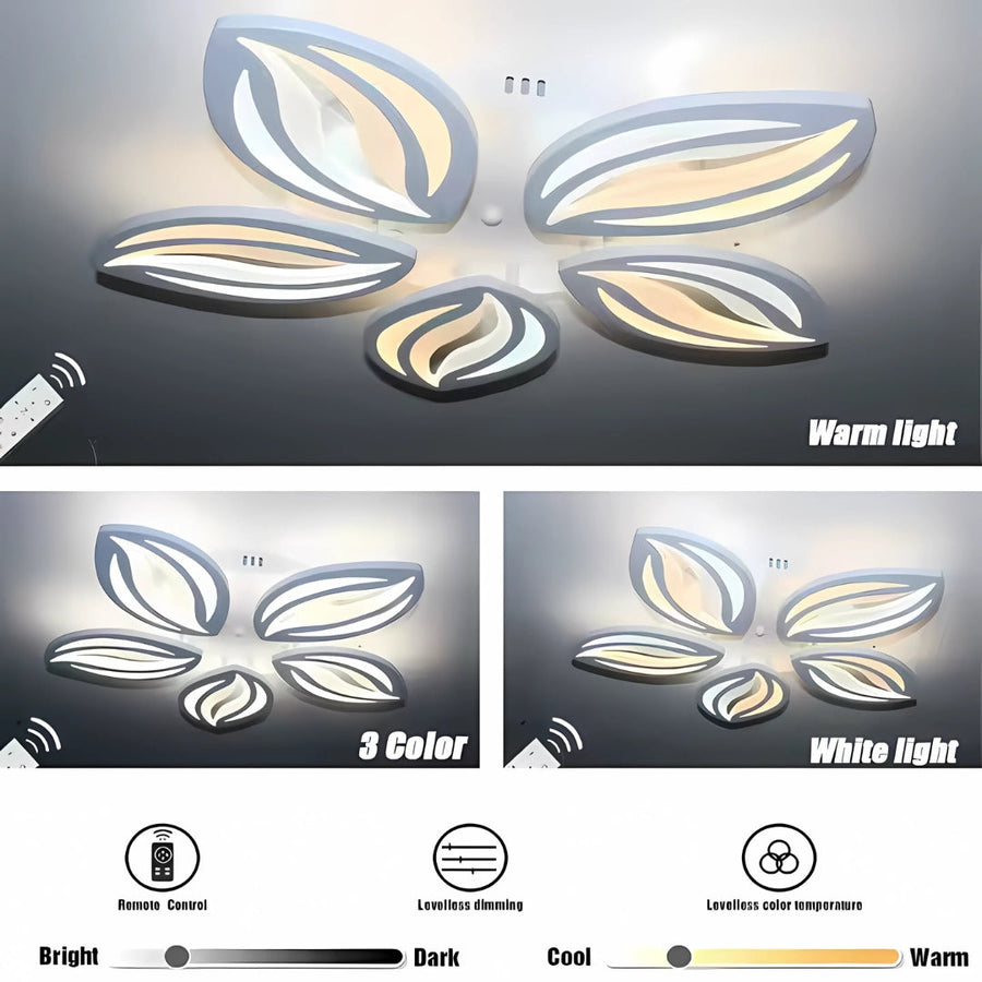 Lustra LED cu telecomanda ORCHID 66W, 5 Petale, lumina Rece/Calda/Neutra, Dimabila, Alb