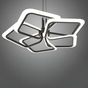 Lustra LED suspendata cu Telecomanda 103W, 5 Patrate, lumina Rece/Calda/Neutra, Dimabila, Negru