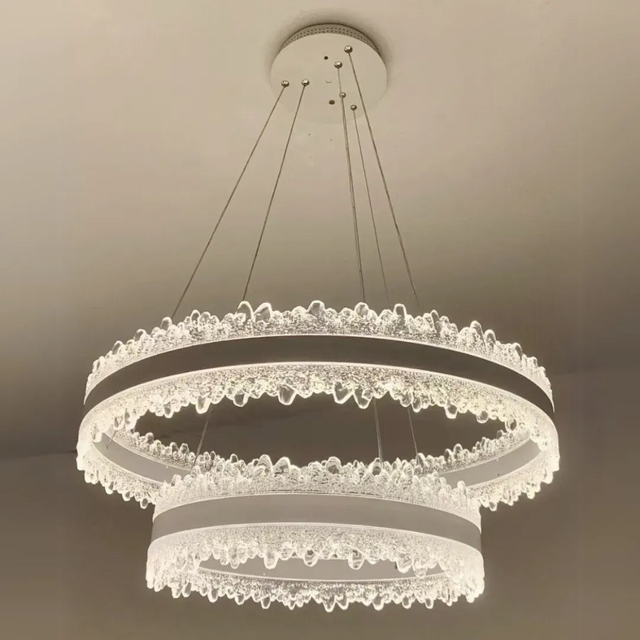 Lustra LED suspendata cu Telecomanda NIVALIS Duo 127W, Cercuri 60x80cm, lumina Rece/Calda/Neutra, Dimabila,Inaltime Reglabila, Auriu