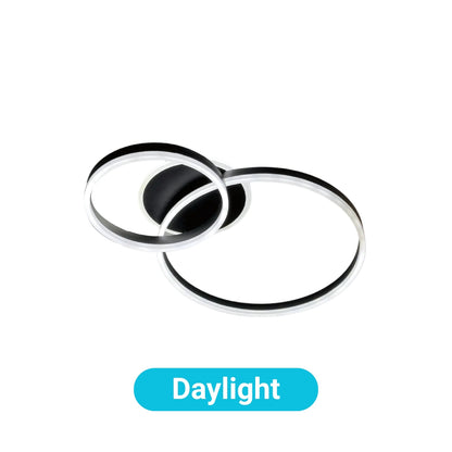 Lustra LED cu telecomanda RINOVA 66W, 2 Cercuri, lumina Rece/Calda/Neutra, Dimabila, Negru
