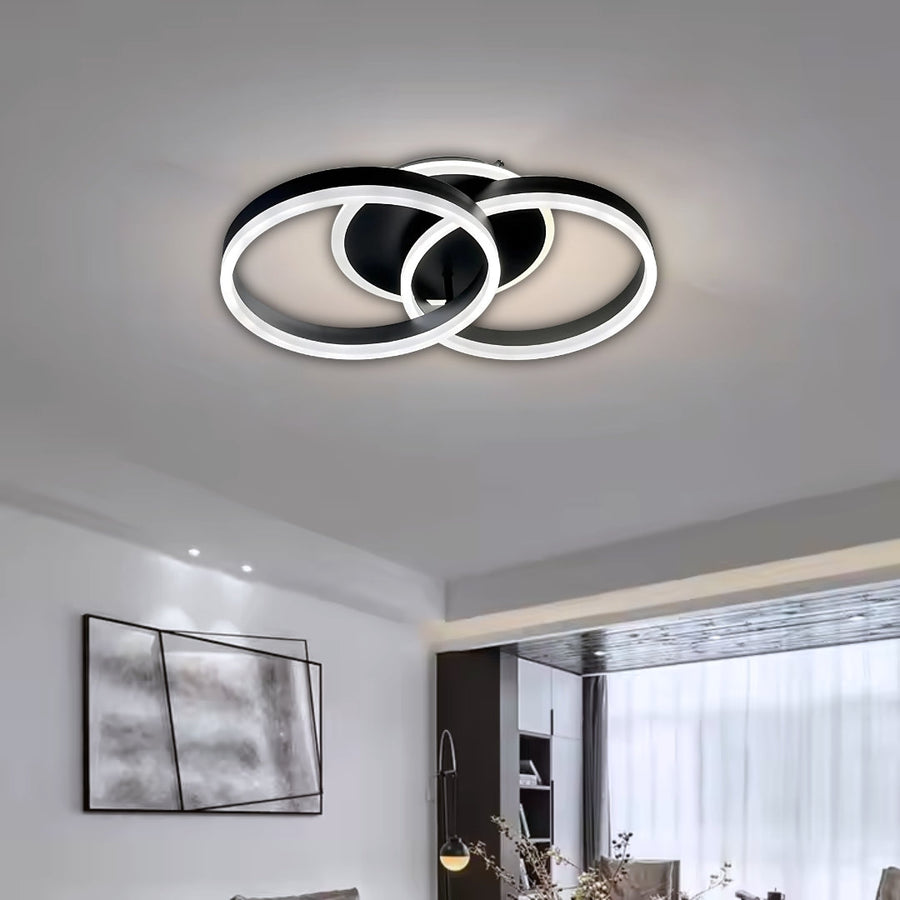 Lustra LED cu telecomanda RIGA LILITH 34W, 2 Cercuri, lumina Rece/Calda/Neutra, Dimabila, Negru