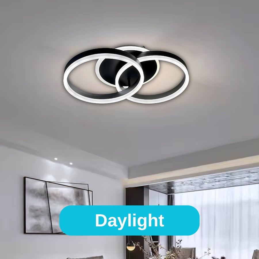 Lustra LED cu telecomanda RIGA LILITH 34W, 2 Cercuri, lumina Rece/Calda/Neutra, Dimabila, Negru