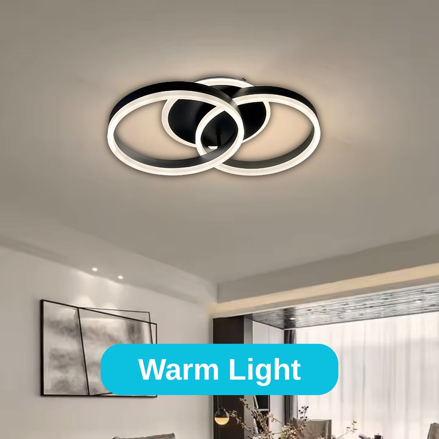 Lustra LED cu telecomanda RIGA LILITH 34W, 2 Cercuri, lumina Rece/Calda/Neutra, Dimabila, Negru