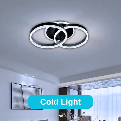 Lustra LED cu telecomanda RIGA LILITH 34W, 2 Cercuri, lumina Rece/Calda/Neutra, Dimabila, Negru