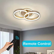 Lustra LED cu telecomanda  RINOVA 41W, 2 Cercuri, lumina Rece/Calda/Neutra, Dimabila, Auriu