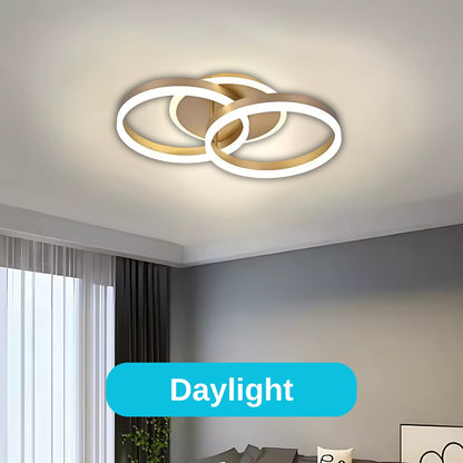 Lustra LED cu telecomanda  RINOVA 41W, 2 Cercuri, lumina Rece/Calda/Neutra, Dimabila, Auriu