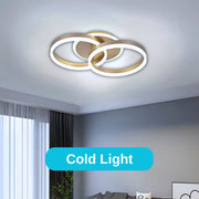 Lustra LED cu telecomanda  RINOVA 41W, 2 Cercuri, lumina Rece/Calda/Neutra, Dimabila, Auriu