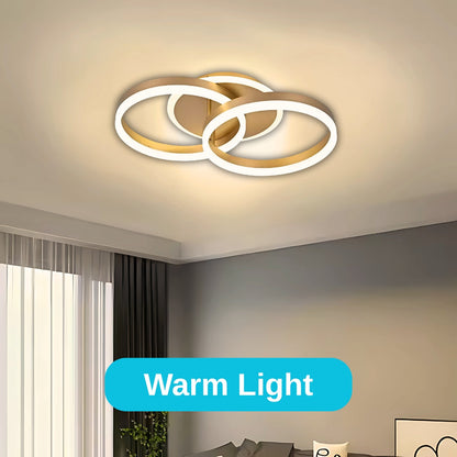 Lustra LED cu telecomanda  RINOVA 41W, 2 Cercuri, lumina Rece/Calda/Neutra, Dimabila, Auriu