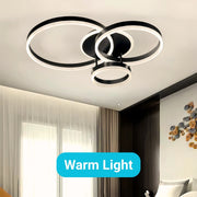 Lustra LED cu telecomanda RIGA LILITH, 68W, 3 Cercuri, lumina Rece/Calda/Neutra, Dimabila, Negru