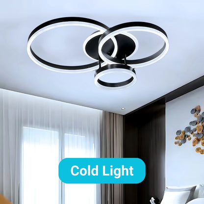 Lustra LED cu telecomanda RIGA LILITH, 68W, 3 Cercuri, lumina Rece/Calda/Neutra, Dimabila, Negru