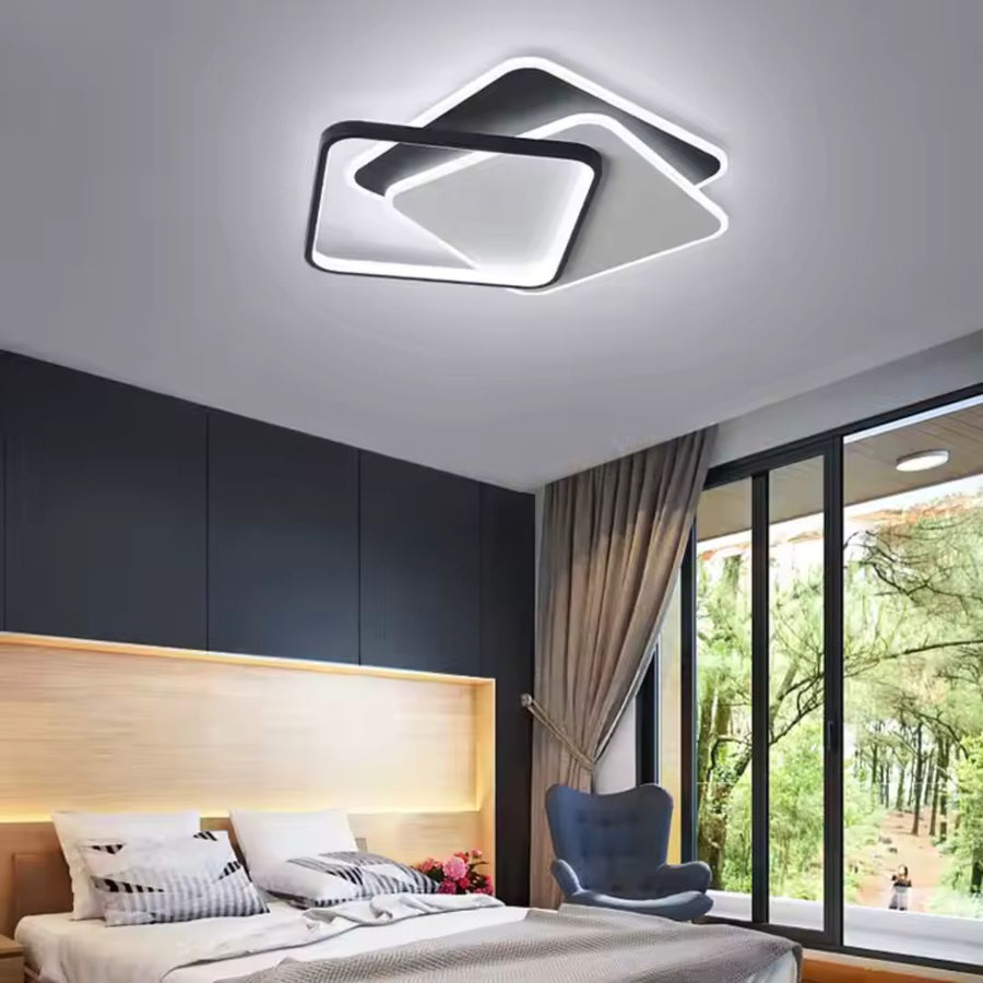 Lustra LED cu telecomanda OBLICO 120W, 3 Patrate, lumina Rece/Calda/Neutra, Dimabila, Negru