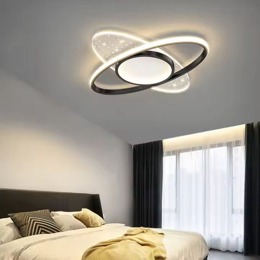 Lustra LED cu telecomanda VARIO 110W, Oval , lumina Rece/Calda/Neutra, Dimabila, Negru