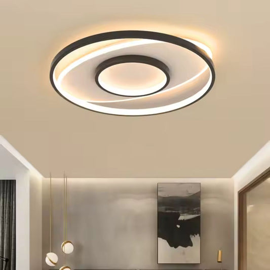 Lustra LED cu telecomanda FIGURATO, 63W, 3 Cercuri, lumina Rece/Calda/Neutra, Dimabila, Negru
