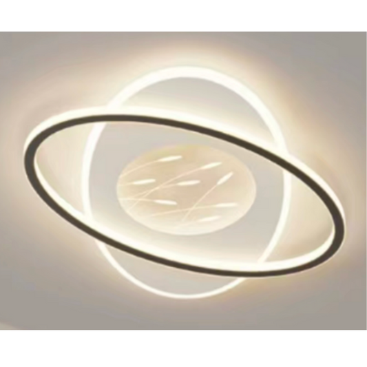 Lustra LED cu telecomanda VOLTA 125W, Ovala, lumina Rece/Calda/Neutra, Dimabila, Negru