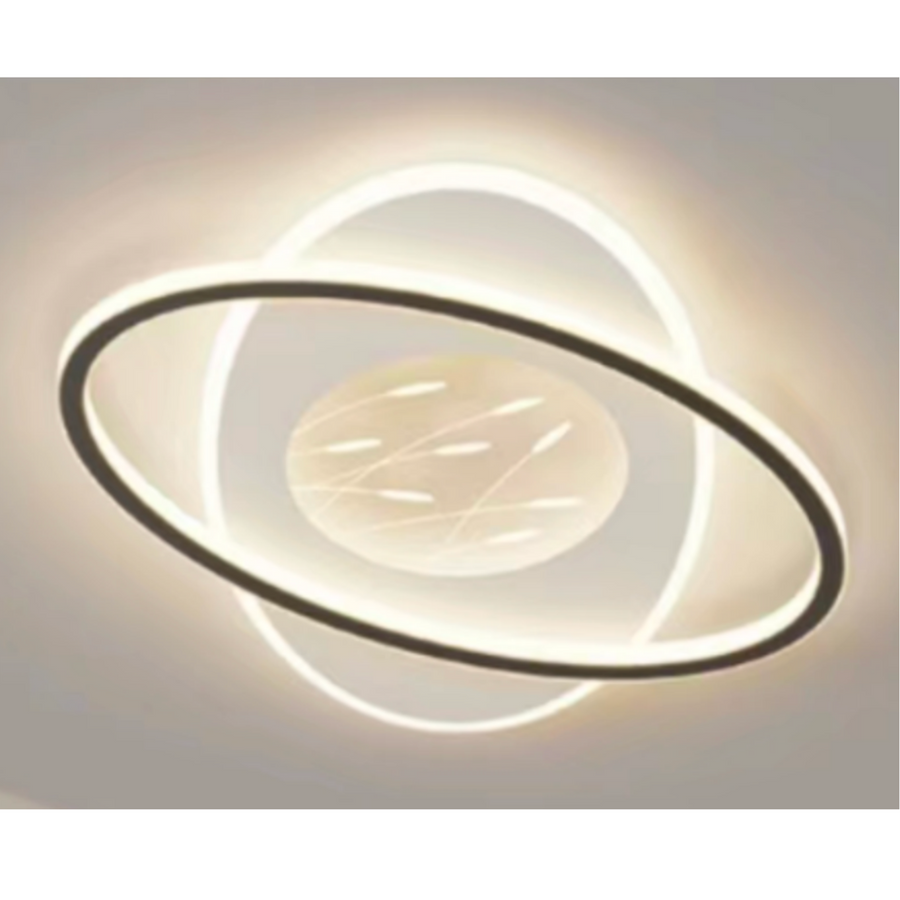 Lustra LED cu telecomanda VOLTA 125W, Ovala, lumina Rece/Calda/Neutra, Dimabila, Negru
