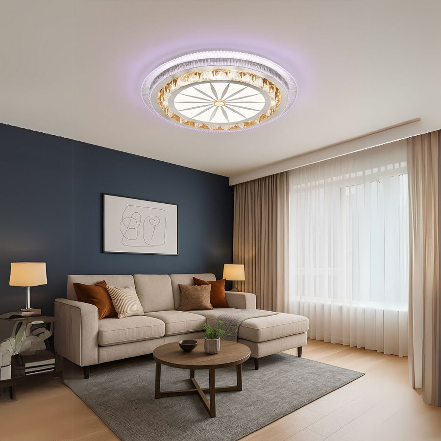 Lustra LED cu telecomanda DAVIDE RGB 62W, lumina Albastra/Rece/Calda, Dimabila, Alb