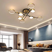 Lustra LED cu Telecomnda MARIA, 8 Elemente, 44W, Lumina Calda/Rece/Neutra, Dimabila, Auriu