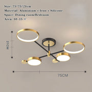 Lustra LED cu Telecomanda MARIA, 4 Elemente, 22W, Lumina Calda/Rece/Neutra, Dimabila, Auriu