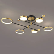 Lustra LED cu Telecomanda MARIA, 6 Elemente, 31W, Lumina Calda/Rece/Neutra 3000K/4000K/6000K, Dimabila, Auriu si Negru, Metal