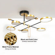 Lustra LED cu Telecomanda MARIA, 6 Elemente, 31W, Lumina Calda/Rece/Neutra 3000K/4000K/6000K, Dimabila, Auriu si Negru, Metal