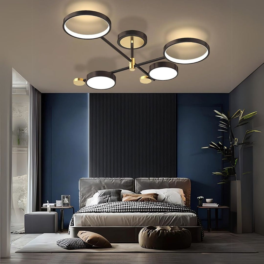Lustra LED cu Telecomnda MARIA, 22W, 4 Elemente, Lumina Calda/Rece/Neutra, Dimabila, Negru