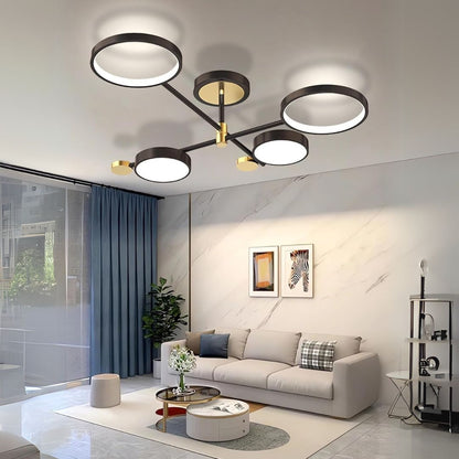 Lustra LED cu Telecomnda MARIA, 22W, 4 Elemente, Lumina Calda/Rece/Neutra, Dimabila, Negru