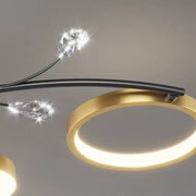 Lustra LED cu Telecomnda KARINA, 65W, 8 Elemente, Lumina Calda/Rece/Neutra, Dimabila, Auriu