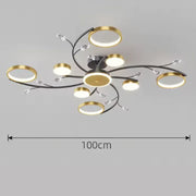 Lustra LED cu Telecomnda KARINA, 65W, 8 Elemente, Lumina Calda/Rece/Neutra, Dimabila, Auriu