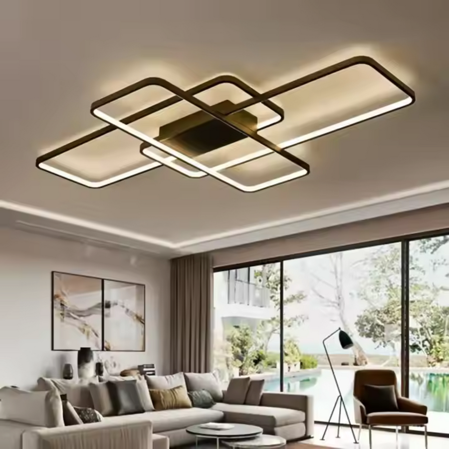 Lustra LED cu telecomanda AXIS 95W, 3 Elemente, lumina Rece/Calda/Neutra, Dimabila, Negru