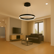 Lustra LED suspendata cu telecomanda ANINA 34W, 1 Cerc, lumina Rece/Calda/Neutra, Dimabila, Negru, Inaltime Reglabila